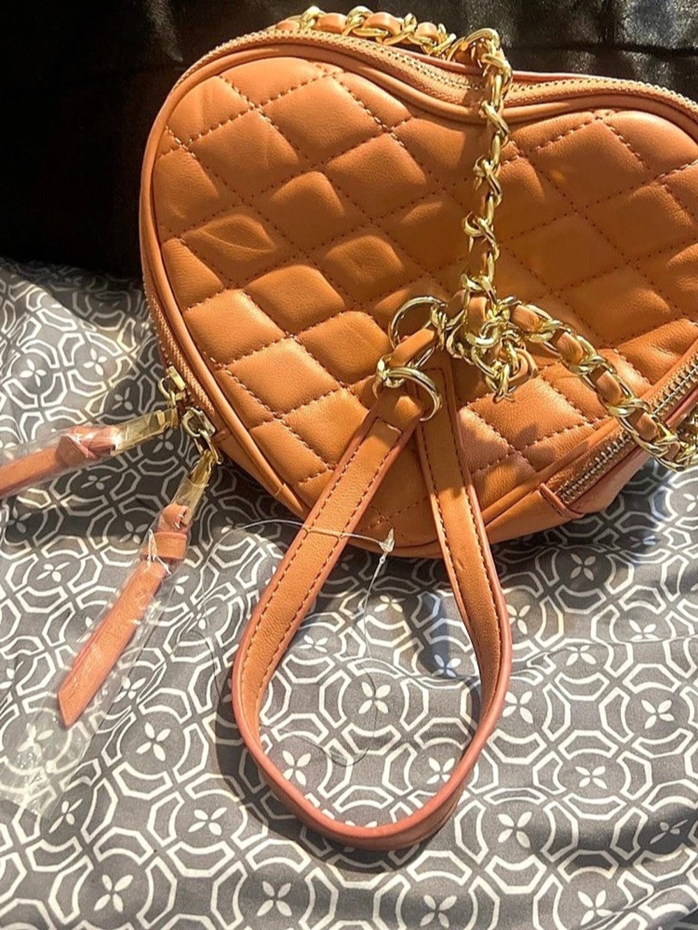 MMS Design Studio Quilted Heart Crossbody Bag Orange